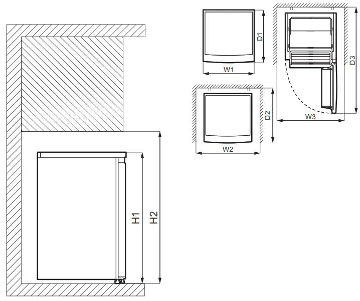 Electrolux LXB1AE13W0 Fridge - Dimensions