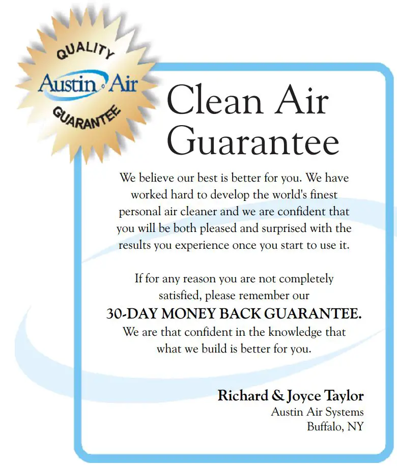 austin air HealthMate HM400 Standard HEPA Air Purifier Owner’s Manual - Clean Air Guarantee