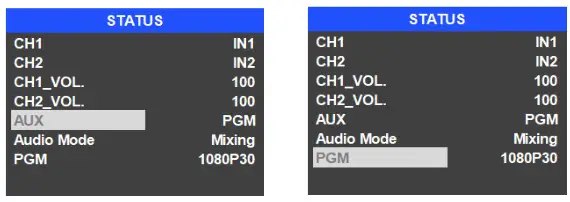 BZBGEAR BG-MFVS61-G2 6-Inch 3G-SDI and HDMI Video Mixer-MENU SETTING