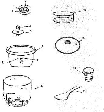 MateStar RC018K Electric Rice Cooker- PARTS IDENTIFICATION