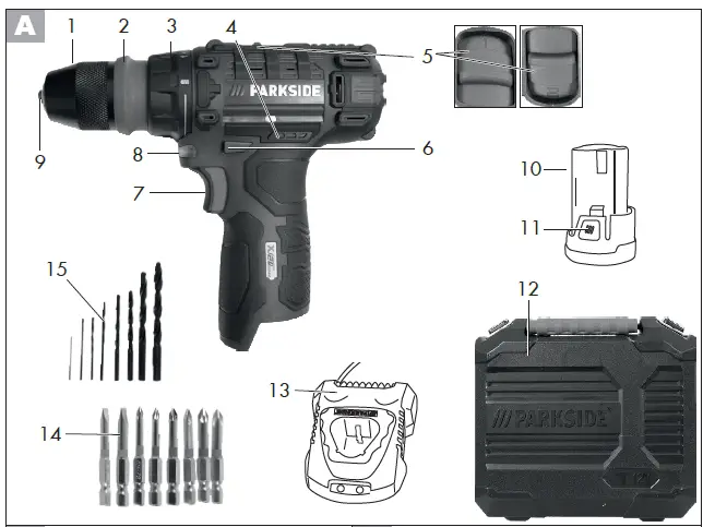 PARKSIDE-PBSA-12-D4-Cordless-ScrewDriver-Drill -fig 1
