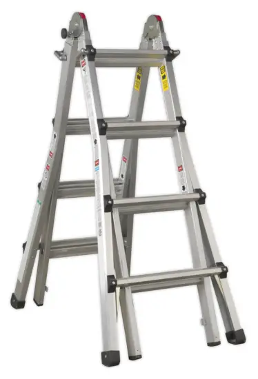 SEALEY AFPL3 Aluminium Telescopic Ladder 4-Way EN131 Adjustable Height