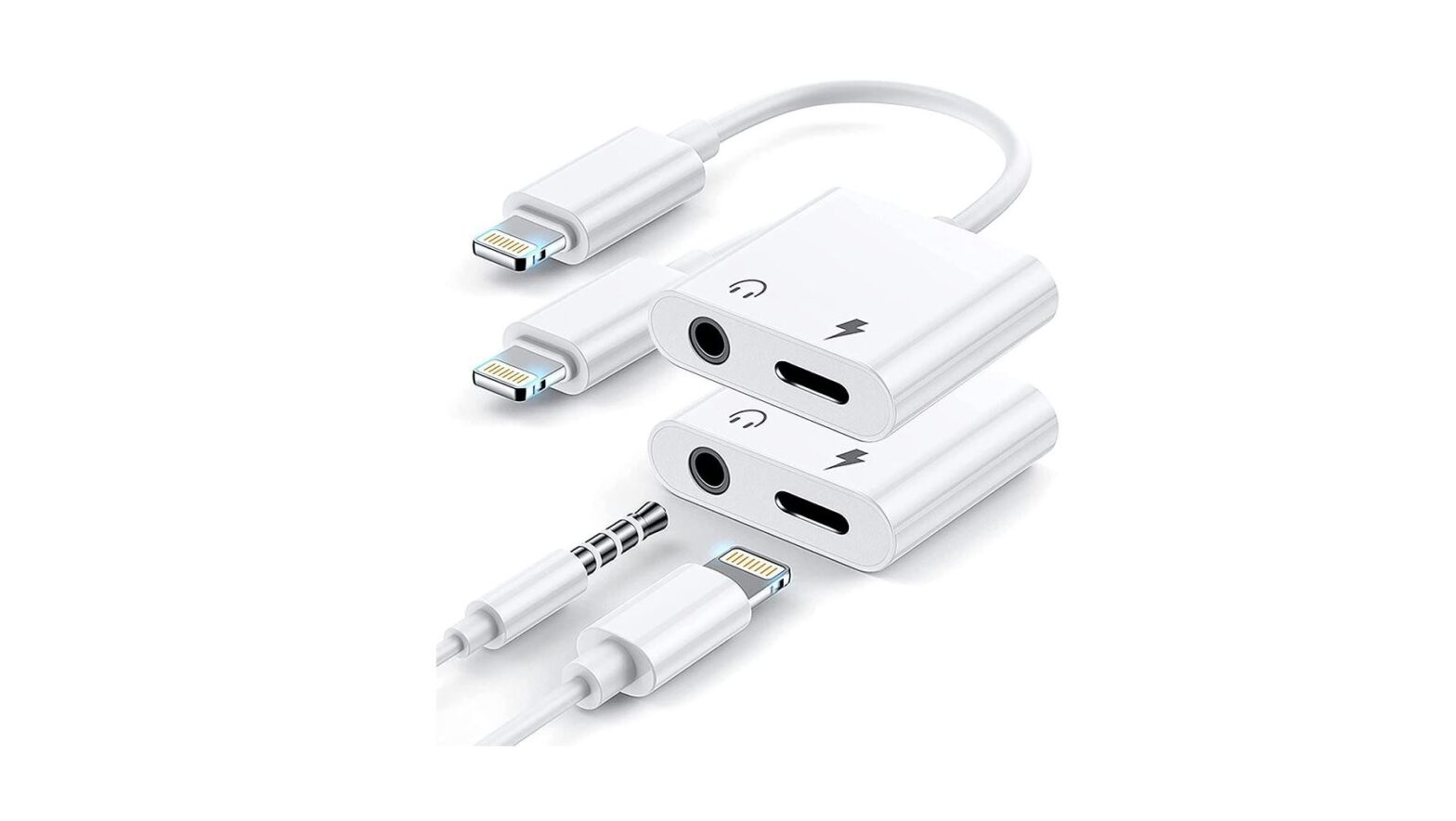 [2 Pack] Lightning Jack Headphone Adapter，2 In 1 Apple Lightning-complete Features/user Manual