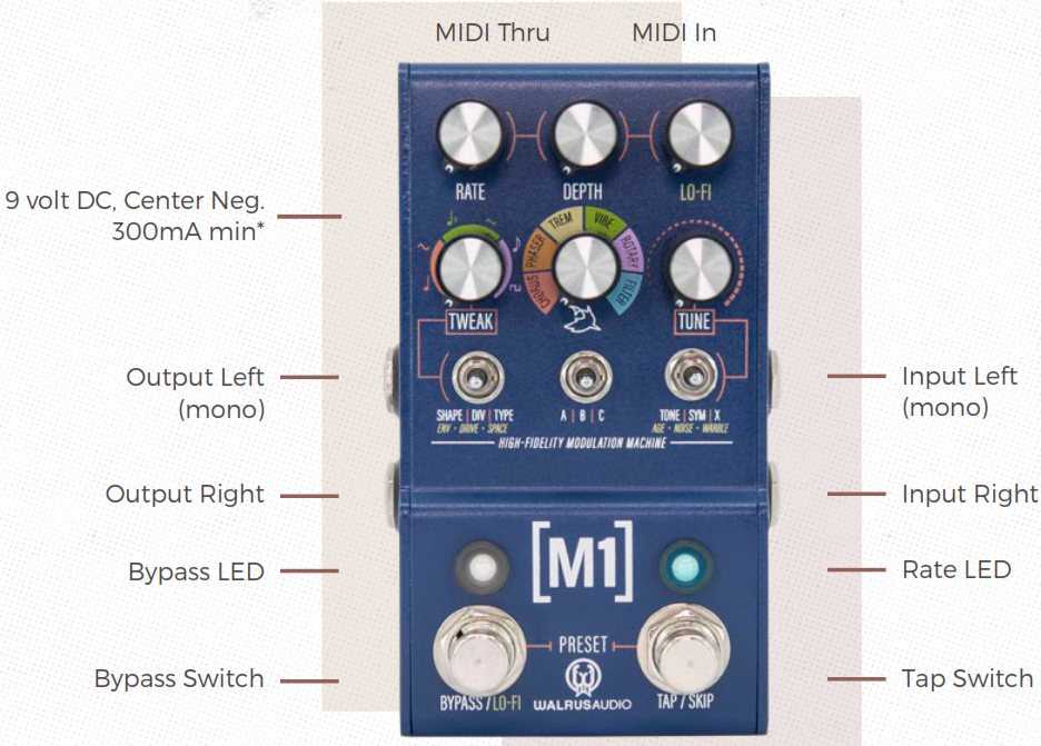 WALRUS AUDIO Mako Series M1 High-Fidelity Modulation Machine - power supply