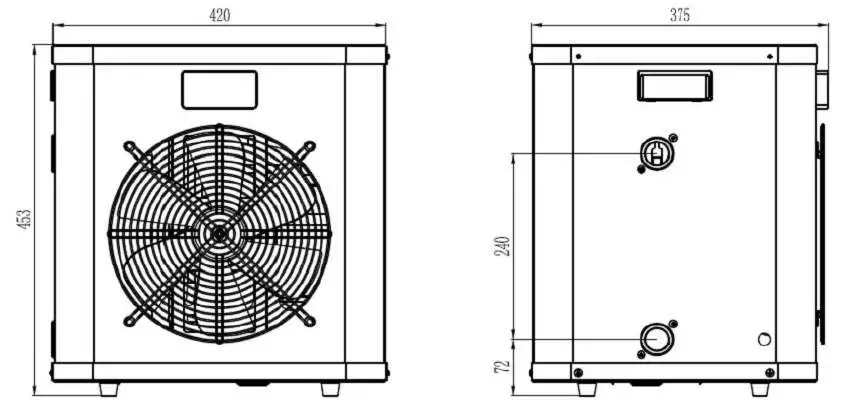 w eau WMI-003 Mini Inverter Heat Pump - Dimension