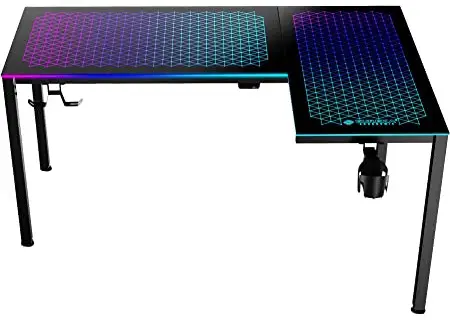 EUREKA ERGONOMIC ERK-GD-L60R-B L60 RGB Spectrum Glass Gaming Desk