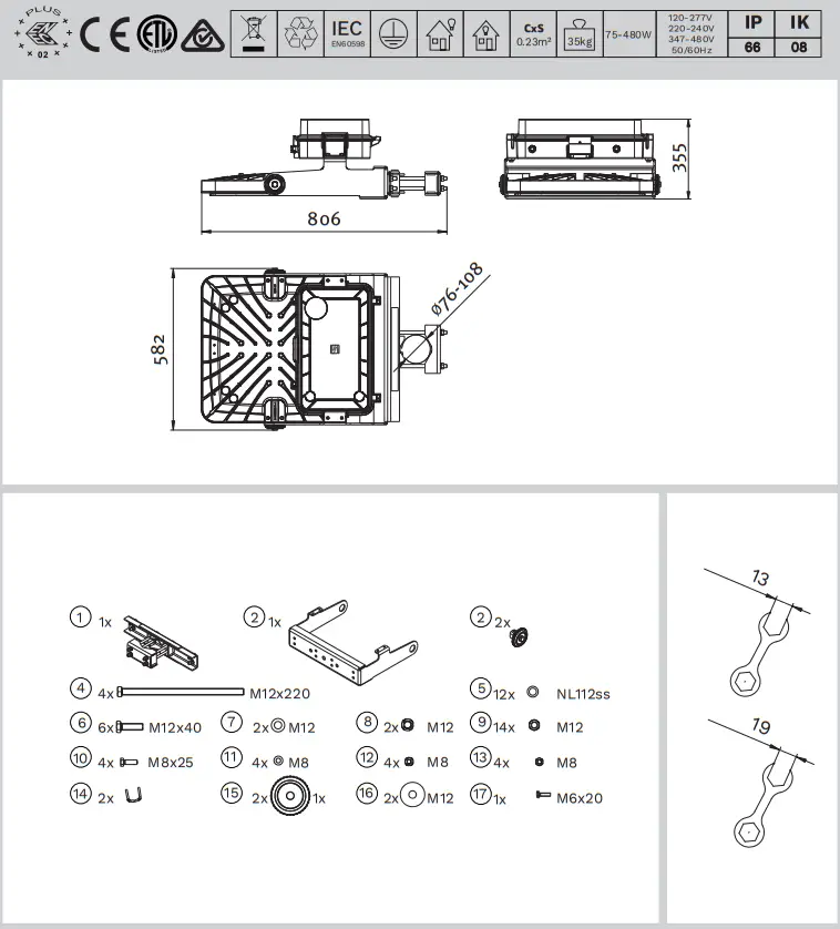 Schreder OMNISTAR KIT PRO Powerful Fully Assembled Lighting Solutions - Mains cable 8
