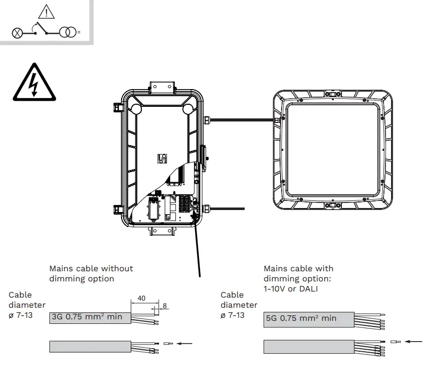 Schreder OMNISTAR KIT PRO Powerful Fully Assembled Lighting Solutions - Mains cable
