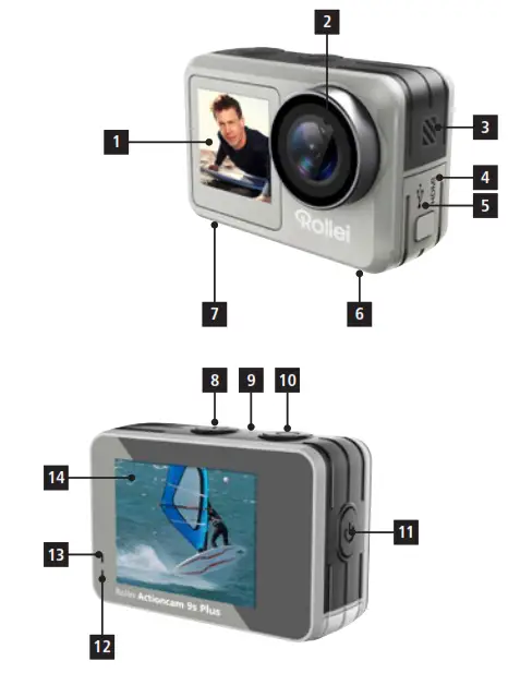 Rollei 10012750 Actioncam 9S Plus Camera - Components