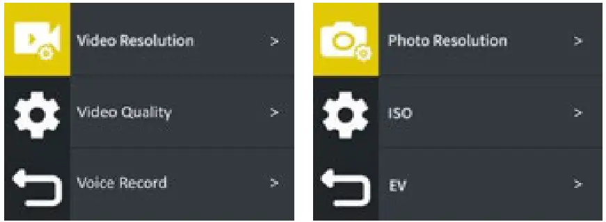 Rollei 10012750 Actioncam 9S Plus Camera - Settings