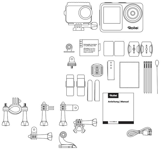 Rollei 10012750 Actioncam 9S Plus Camera - What‘s in the Box