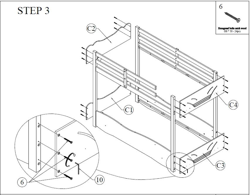 Harper Bright Designs QHS033AAE L-Shaped Twin Over Full Bunk Bed fi 10