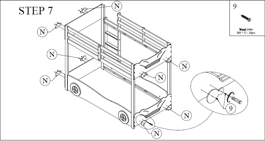 Harper Bright Designs QHS033AAE L-Shaped Twin Over Full Bunk Bed fi 14