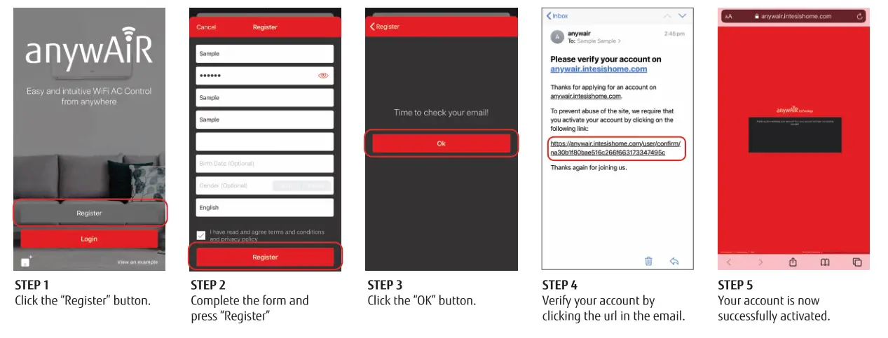 FUJITSU anywAir technology-ACCOUNT SETUP