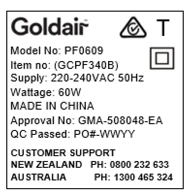 Goldair GCPF340B 40cm Whisper Quiet Pedestal Fan - fig