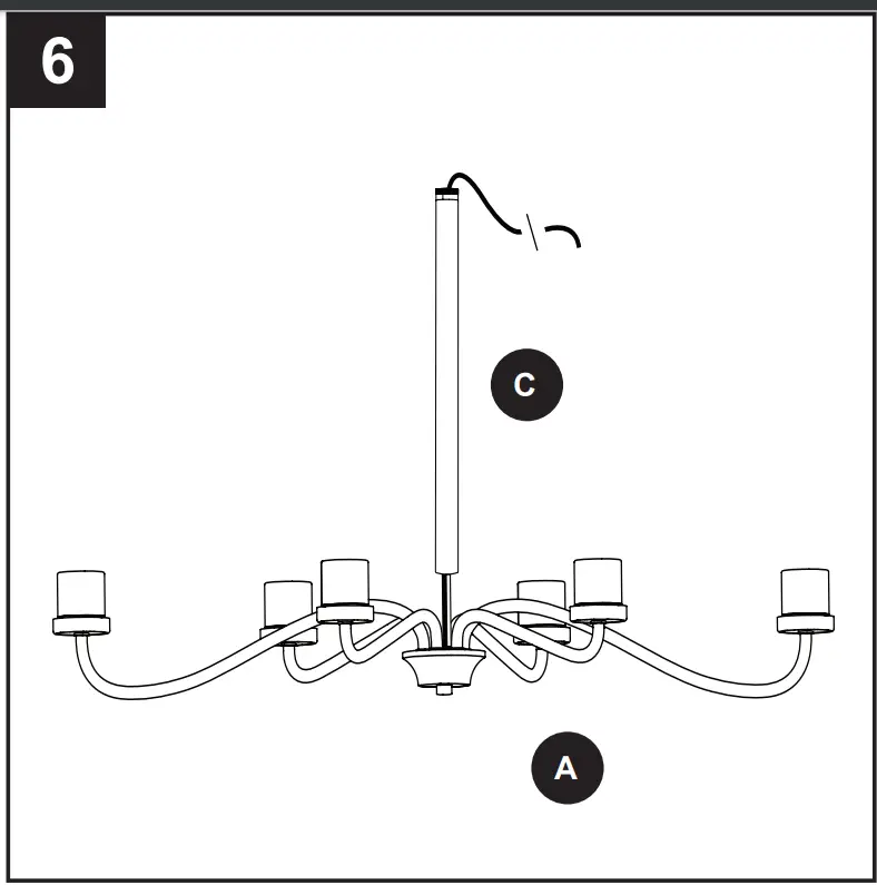 (A) through the decorative tube (C