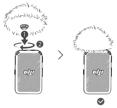 dji CPRN0000030801 Mic Integrated Wireless Microphone System - windscreen to lock in place
