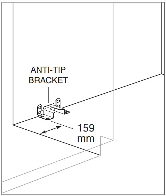 Anti-tip bracket location