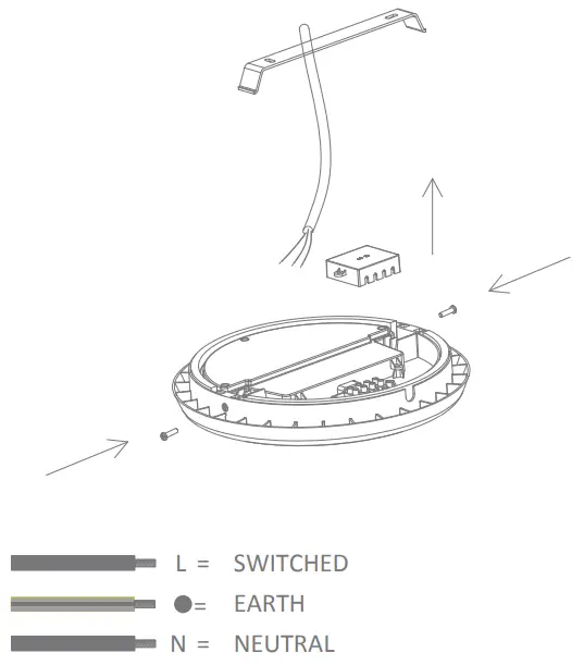 DOMUS LIGHTING SOLAR-200 Round Tricolour 200MM 15W Slimline LED Dimmable IP54 Oyster Light - terminal block