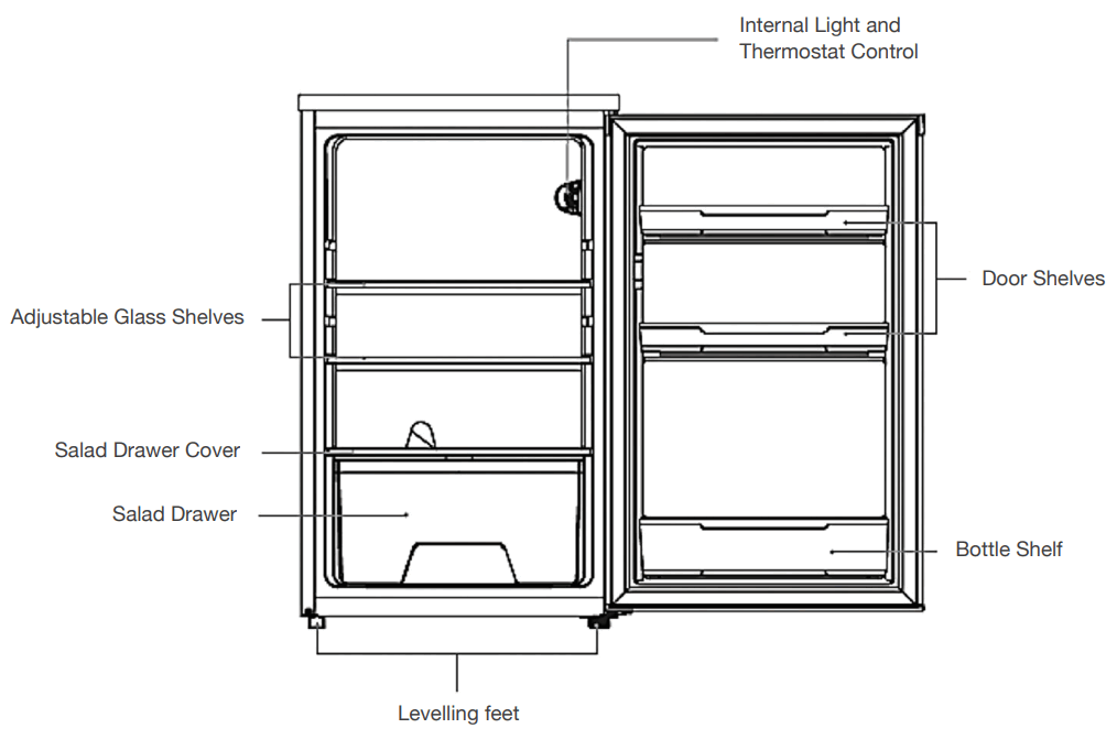 igenix IG255W 55cm Under Counter Larder Fridge - APPLIANCE