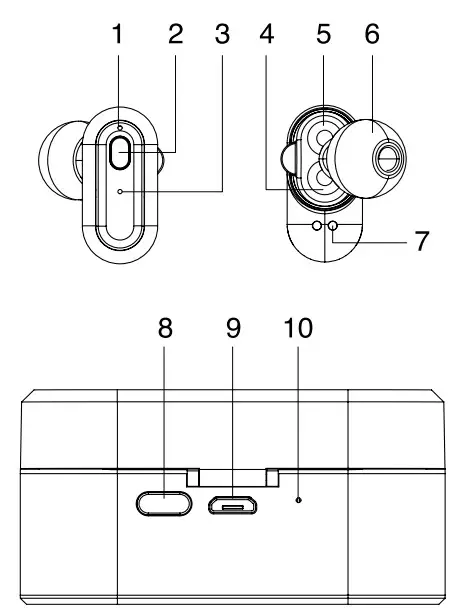 volkano VK-1114-BK True Wireless Dual Driver Bluetooth Headphone - IDENTIFYING PARTS