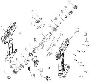 BAUER 57997 20V Cordless Full Sized Glue Gun - Diagram