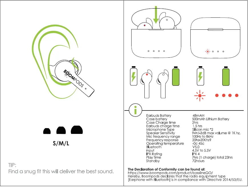 BOOMPODS Bassline Go True Wireless Earbuds User Guide 05