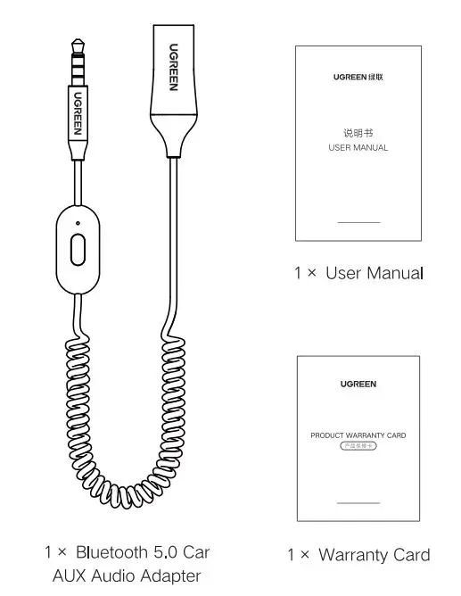 UGREEN CM310 Car Bluetooth Audio Receiver User Manual - Package Contents