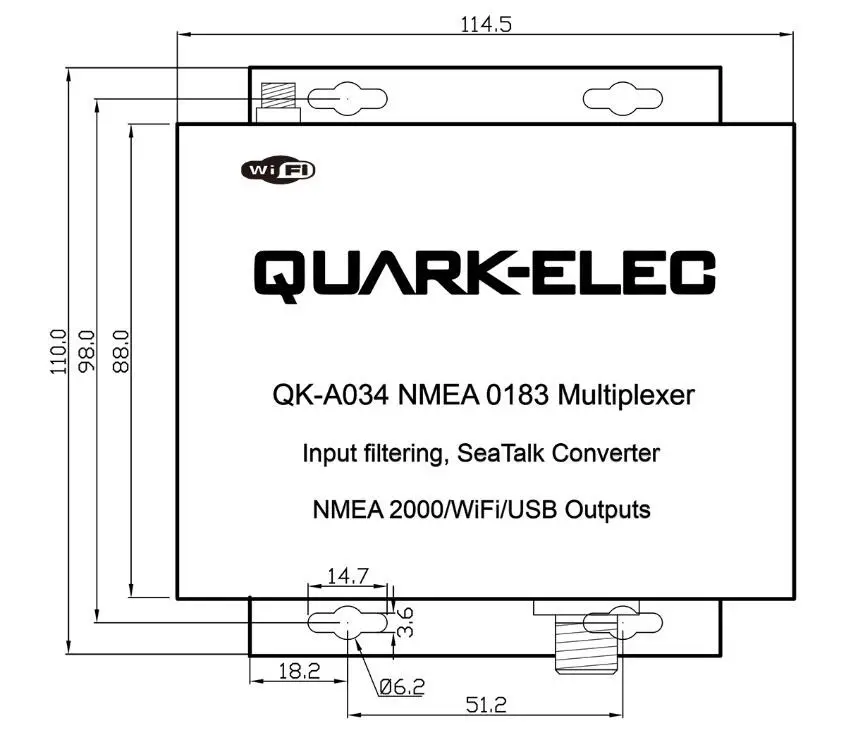 QUARK-ELEC QK-A034 Bi-Directional NMEA 2000 to WIFI and USB Multiplexer fig-1