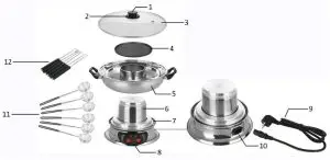 emerio HPS-121313 Asian Fondue and Grill Set - PARTS DESCRIPTION
