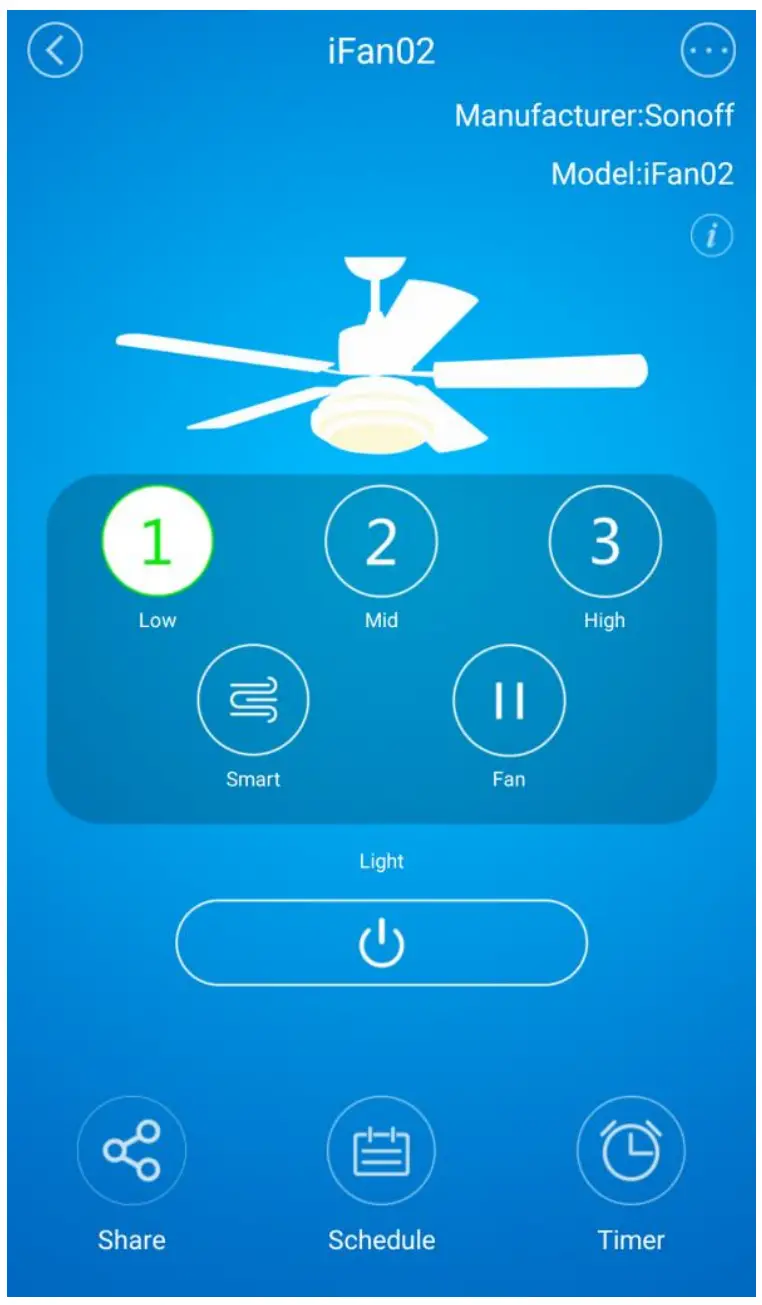 SONOFF IFAN02 Ceiling Fan Controller - app3