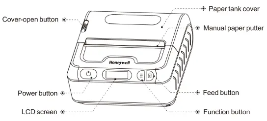Honetwell 3'Mobile Label Printer Appearance & Parts
