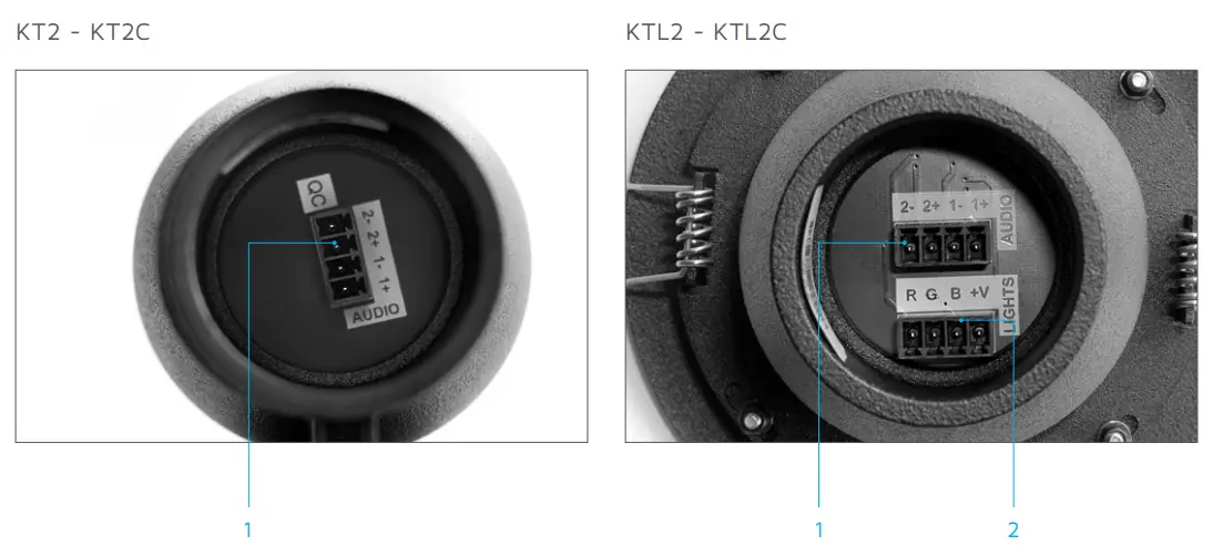 K ARRAY KT2 KT2HV Tornado Multi-Purpose 2 Inch Point Source Loudspeaker - REAR PANEL AND WIRING