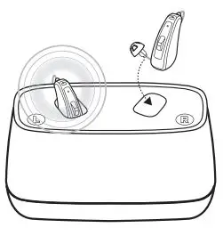 Beltone GB-21 Desktop Charger - Place your hearing aids into the charging bays as shown to the right