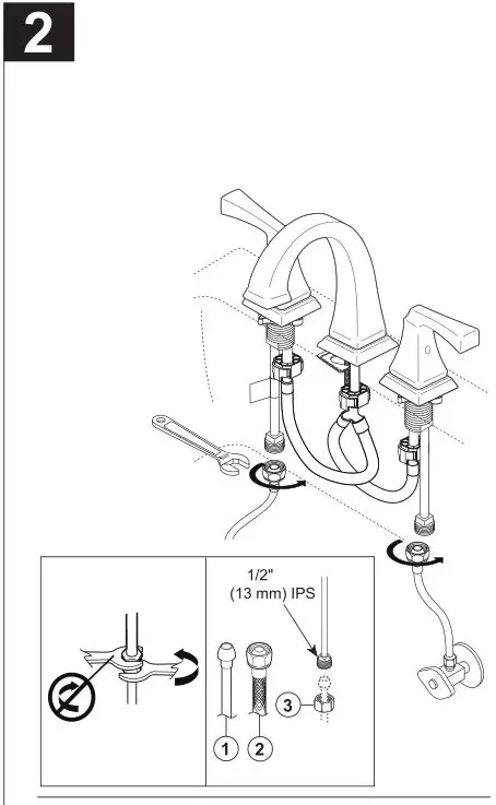DELTA Two Handle Widespread Bathroom Faucets - CONNECT TO WATER SUPPLIES