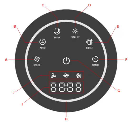 levoit LV H133 RWH Tower True HEPA Air Purifier - LED Display