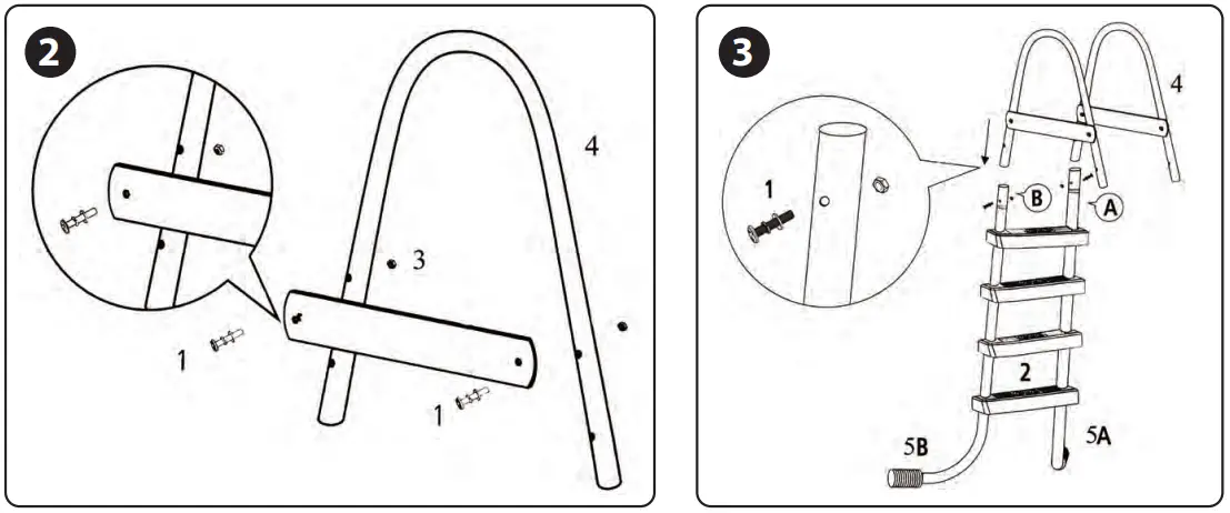 SLPLRCT16 Rectangular Metal Frame Pool Set Ladder Assembly