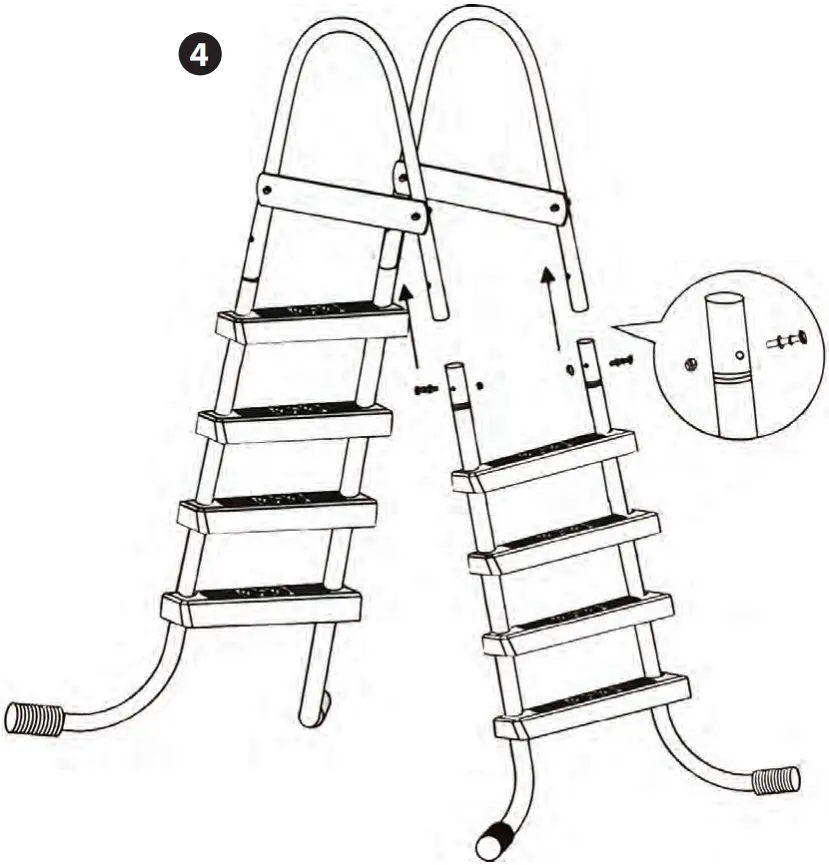 SLPLRCT16 Rectangular Metal Frame Pool Set Ladder Assembly