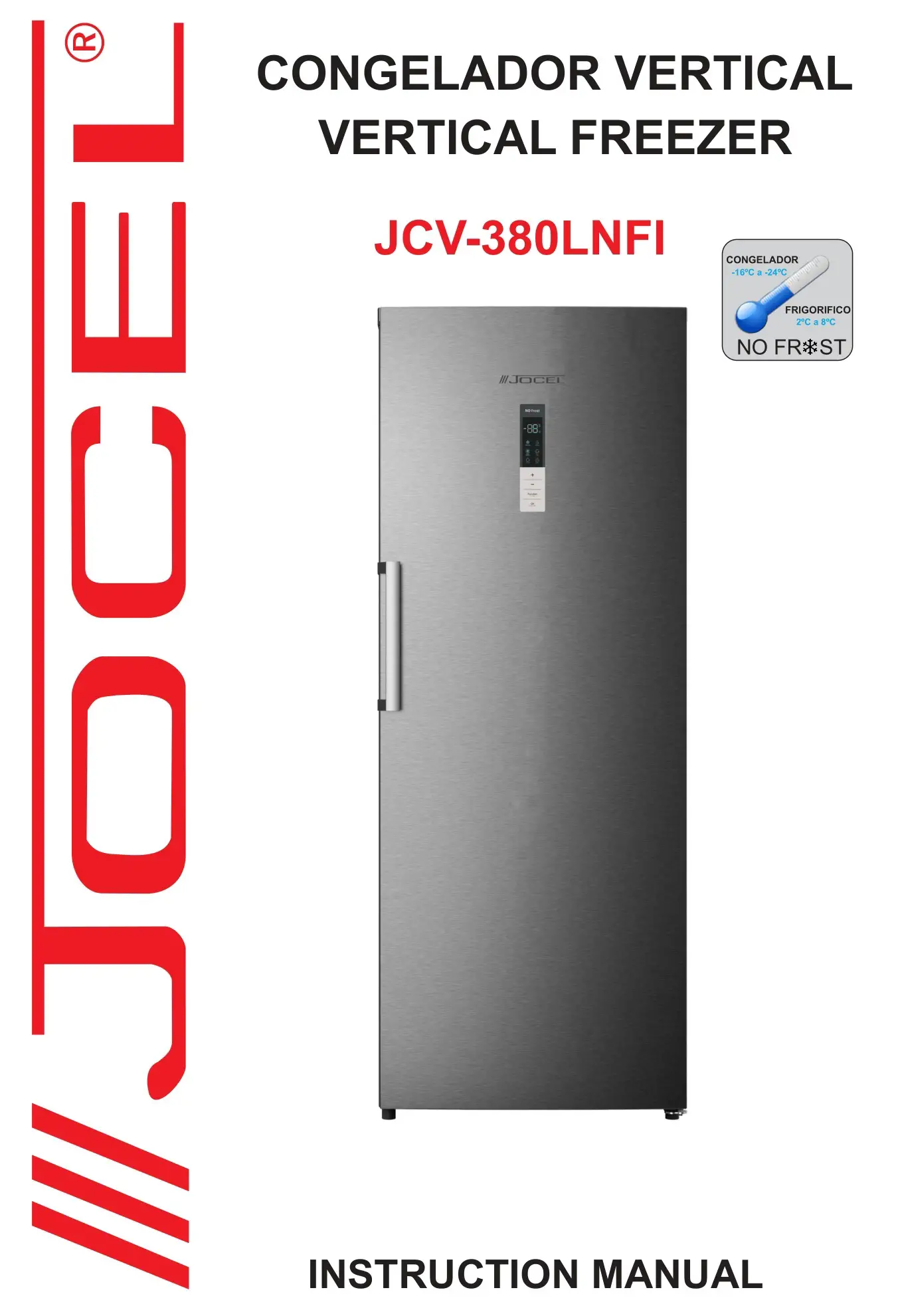 JOCEL JCV-380LNFI Congelador Vertical Freezer Instruction Manual