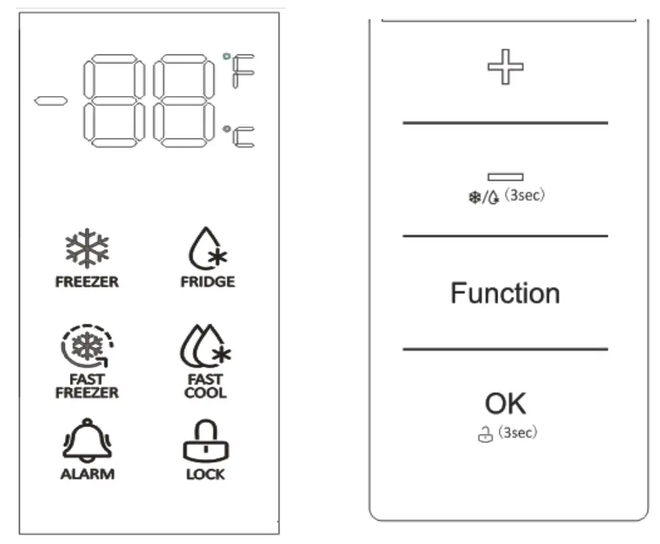 JOCEL JCV-380LNFI Congelador Vertical Freezer - Temperature Control Panel