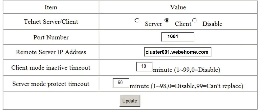 WeBeHome LS 10 Network Module Configuration - TCP Control