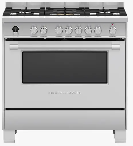 FISHER PAYKEL OR90SPG6X1 Freestanding Cooker Dual Fuel 90cm 5 Burners Selfcleaning