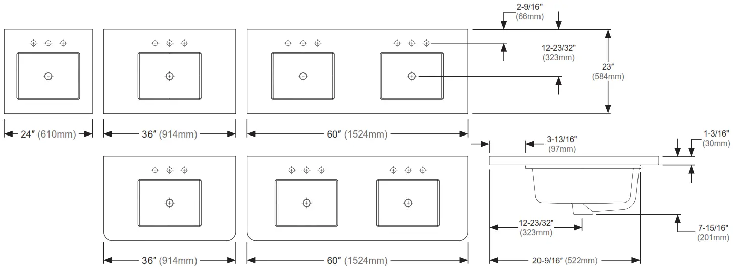 robern CB TA24UCO 8CS1 Craft Series Engineered Stone Top - FIG