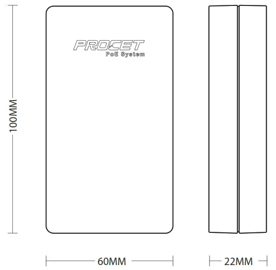 PROCET PTD2206002 PT PTC A BT Ethernet Adaptor - Product Dimensions