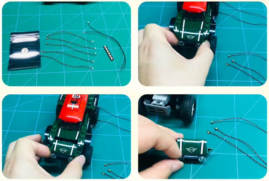 GAME OF BRICKS 75894 Light Kit for 1967 Mini Cooper S Rally and 2018 MINI John Cooper Works Buggy - Step 3 (Bag 2)