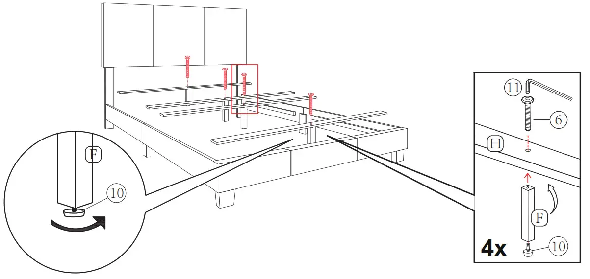 BODY SLEEP HC209705102 Queen Size Linen Upholstered Bed - 10