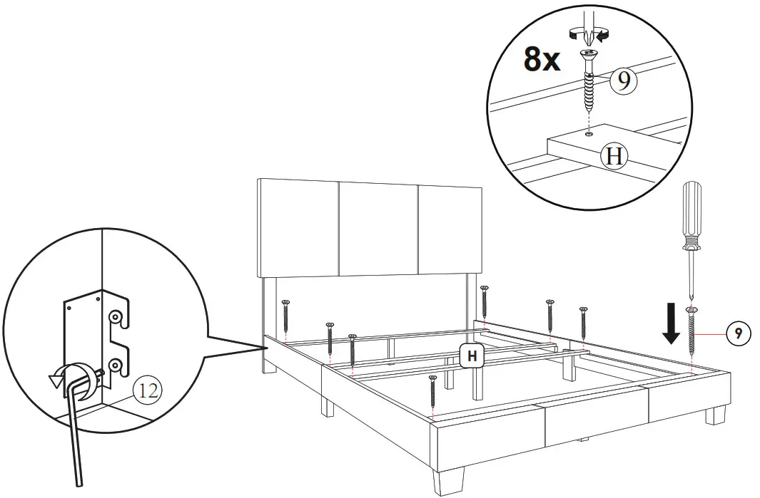 BODY SLEEP HC209705102 Queen Size Linen Upholstered Bed - 11
