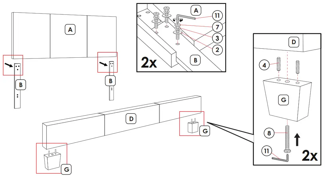 BODY SLEEP HC209705102 Queen Size Linen Upholstered Bed - 7