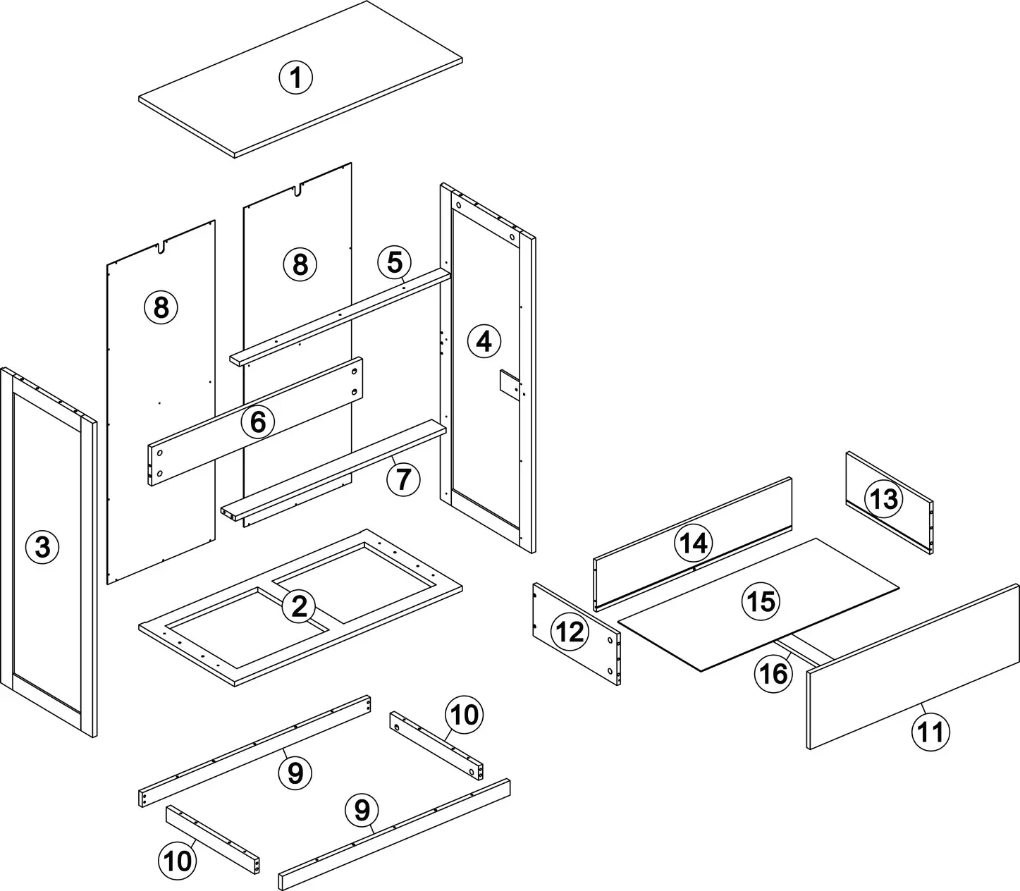 SHANGRI LA SLHAMPTCDWA SLHAMPTCDBA Hampton Chest of Drawers - COMPONENTS