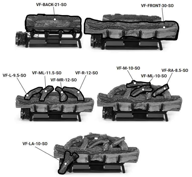 RPG BRANDS 30 SO Log Vent Free Split OAK 30 Inch Log Placement